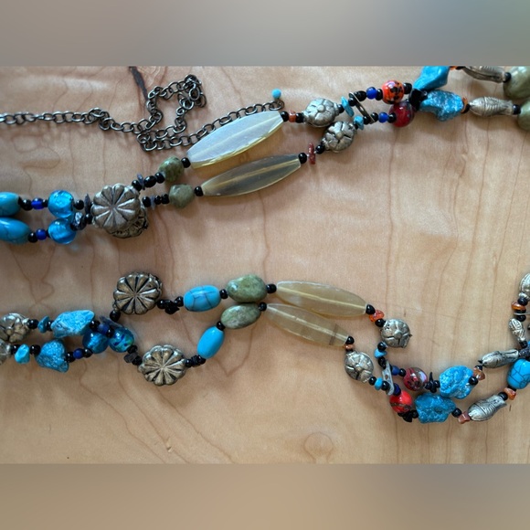 Chico’s belt, vintage, NWT, Blue Lagoon Belt mixed metals and stones. 2 strands - Picture 5 of 13